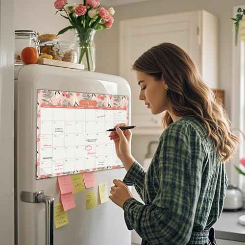 GuassLee Aesthetic Magnetic Calendar 2026-2027, Magnetic Planner for Fridge 14"x11.5", Runs from Jan. 2026 to Jun. 2027, 18 Monthly Refrigerator Calendar Planner for Easy Planning and Organizing