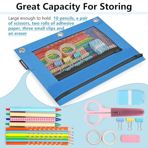 Forvencer Black Zipper Pencil Pouch for 3 Ring Binder, 2 Pockets