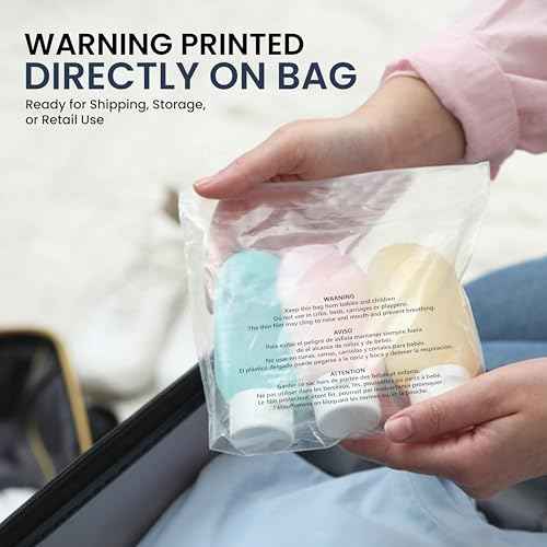 9x12 Clear Poly Bags with Suffocation Warning, 200 Pack | FBA-Compliant Self-Seal Packaging Bags for Clothing, Shipping, Retail, Storage, Mailing | Crystal Clear Plastic Bags Bulk