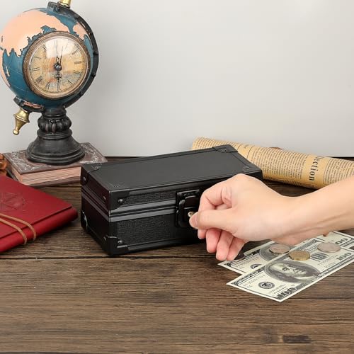 Hipiwe Small Black Aluminum Lockable Cash Box – 6.9 x 3.3 x 2.9 in