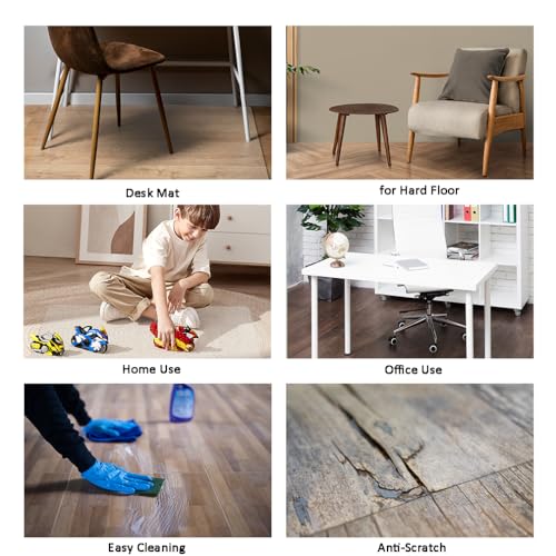 Clear Office Chair Mat for Hardwood, Gaming Chair Mats, Rectangular Chair Mat for Hard Floors, Desk Protection Mats, Non-Slip and Easy Cleaning (45"¡¿ 53")