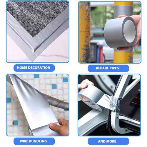 Amanbo 3-Pack Duct Tape Heavy Duty Waterproof Silver, 66 Yards x 1.88 Inch Total Strong Adhesive No Residue Bulk for Home Use, DIY, Projects, Outdoor Repairs Tear by Hand