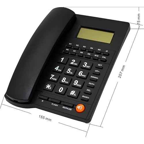 Corded Landline Phone with Dual Caller ID, Adjustable LCD Brightness, 16 Ringtones, Alarm and Anti-Theft Features, Ideal for Home/Office/Hotel
