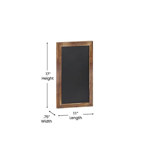 Flash Furniture Canterbury Wall Mount Magnetic Chalkboard Sign - Torched Wood Finish - 11" x 17" - Vertical or Horizontal Hanging Message Board, Set of 10