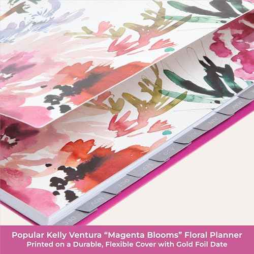 Blue Sky Kelly Ventura 2026 Weekly and Monthly Planner Calendar, January 2026 - December 2026, 5" x 8", Flexible Cover, Laminated Tabs, Durable Twin Wire Binding, Storage Pocket, Magenta Blooms