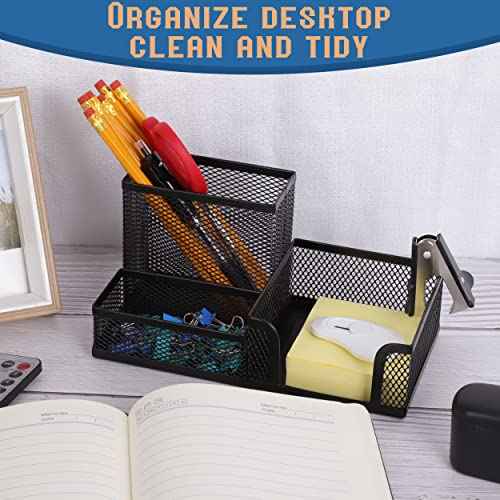 Ludato Desk Organizers Mesh Pencil Holder£¬3 Compartments Black Mesh Pen Holder Storage for Office Desk Accessories