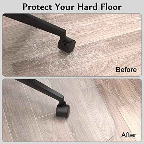 Blvornl Office Chair Mat for Hard Wood Floor, Sturdy Plastic Protector Floor Mat for Office Chair, Rectangle Transparent PVC Computer Hard Floor Chair Mat for Desk, Office, Home (Clear, 35.5 X 48in)