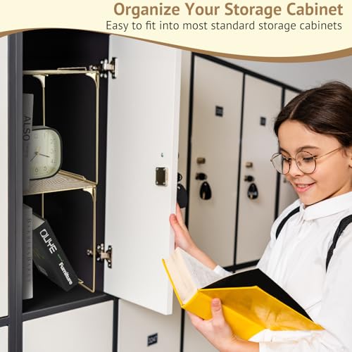 AUECOOME Golden Stackable Locker Shelf - Extra Tall Locker Organizer for School, Office & Home Storage (1)