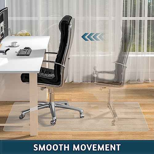 Chair Mat for Hardwood Floor, 48" x 36" Clear Desk Chair Mats, Easy Glide Plastic Mat for Under Office Chair, Rectangle