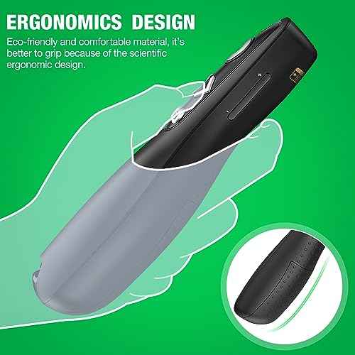 2-in-1 USB Type C Presentation Clicker Wireless Presenter Remote with Green Light for PowerPoint, Powerpoint Clicker with Volume Control PowerPoint Slide Advancer for Mac, Computer, Laptop