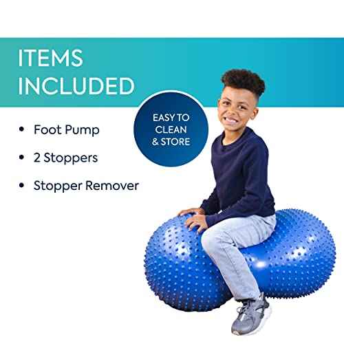 BouncyBand Peanut Shaped Stability Ball ? 36¡± x 20¡±, Holds up to 350lbs ? Improve Balance and Focus with The Sensory Play Tool