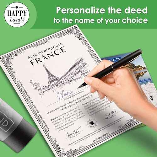 happylandgifts¢ç Real Piece France | Romantic Gift for Family, Girlfried, Boyfriend, Lovers | Personalized Land Owner's Certificate |French Gifts | Romantic Gifts | Paris | Valentines Present