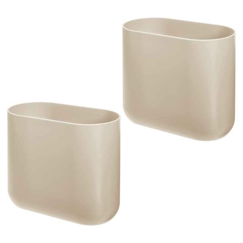 iDesign Small Slim Plastic Bathroom Trash Can, 2-Pack, Brown