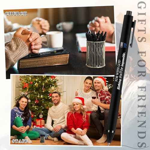 Cholemy 200 Pcs Christmas Christian Gifts Bible Verse Pens Bulk Church Gift Religious Scripture Ballpoint Inspirational Motivational Retractable Black Ink Pen for Women Men Coworker Employee Teacher