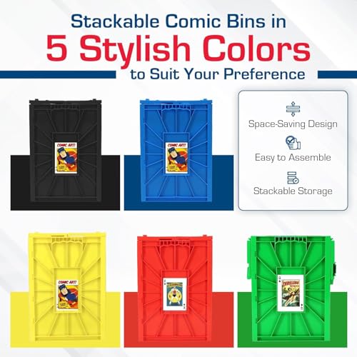 BCW Short Comic Book Bin | Holds 150 Comics | Stackable Plastic Storage | Acid-Free Organizer | Yellow, Single