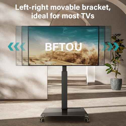 Black Mobile TV Stand with Wheels for 27-65¡±LED LCD OLED Flat Curved Screen Outdoor TVs Height Adjustable Floor TV Cart Max VESA 400x400mm, Rolling TV Stand Holds Up to 88lbs
