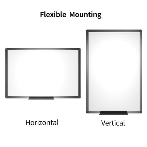 VIZ-PRO Magnetic Dry Erase White Board, 36 X 24 Inches, Black Aluminium Frame, with 3 Colored Erasers