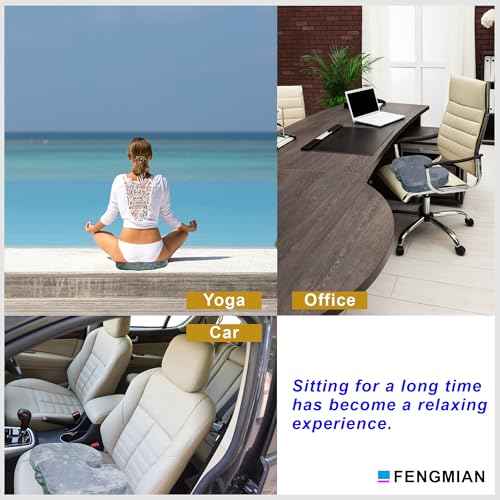 Natural Latex Seat Cushion - Soft, Bouncy and Relieves Pressure - Suitable for Office Chair, Home Chair, Car, Gaming, Wheelchair, Meditation, and Yoga (Gray)