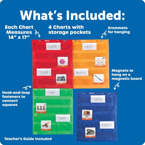 Learning Resources Magnetic Pocket Chart Squares Set of 4, 28 x 34 inches