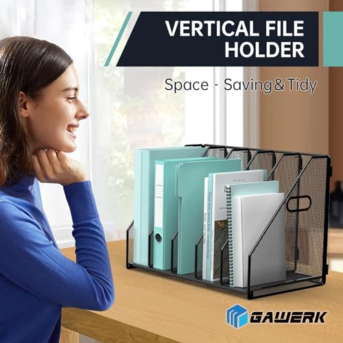 Gawerk 5-Section File Folder Organizer Desk Storage Rack Office Supplies