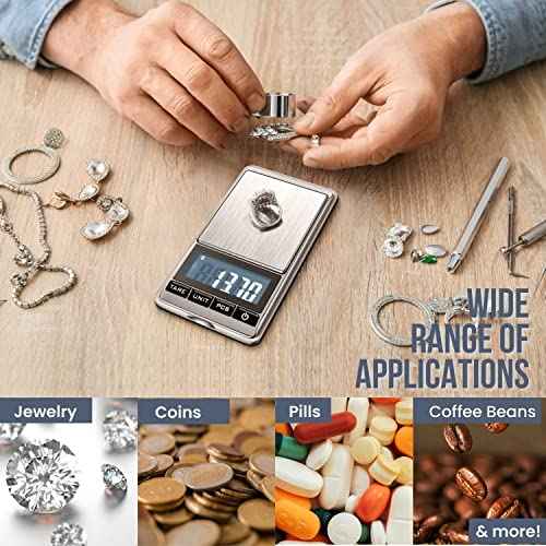Flexzion Jewelry Small Digital Scale .01 Gram Accuracy - Portable Digital Jewelry Scale Gram & Ounces with 300g Weight Capacity - Micro Scale for Herbs, Gold, Coins with Multi-Unit Conversion