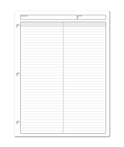 BookFactory 2 Columns Columnar Sheets/Two Column Loose Sheet Format - 50 Pieces of Paper, 8.5'' x 11'', 3 Hole Punched Loose Leaf Sheets (SHEET-050-7CLL(Column-2) -LX)
