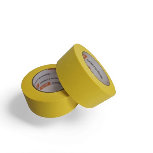 WTP TOOLS MTP48-16 Automotive Industry Masking Tape for Painting and Refinishing, Yellow Color, 2" Width, 55yards Length, Box of 16 Rolls