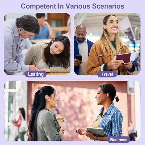 AI Translation Earbuds Real Time, 3-in-1 Language Translator Earbuds with 144 Languages/4 Translation Modes, 32H Audifonos Traductores Ingl?s Espa?ol, No Subscription Free (Purple)