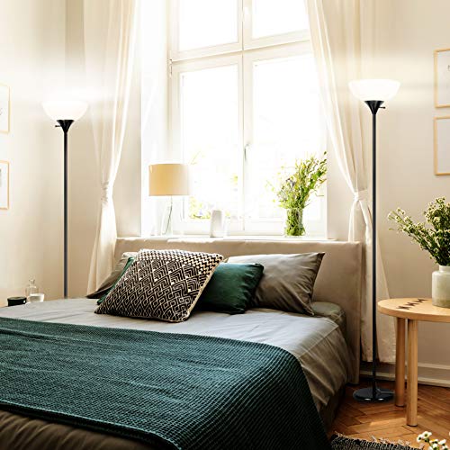 Brightech Sky Dome Dimmable LED Floor Lamp, Torchiere Floor Lamp for Living Rooms & Offices ? Tall Standing Lamp for Reading & Hobbies ? Jet Black