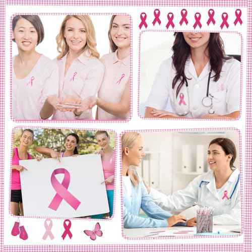 300 Pcs Breast Cancer Awareness Pink Ribbon Week Ballpoint Pen for Women Inspirational Butterfly Rainbow Printed Pens Breast Cancer Survivors Prevention Event Business Charity Party Favor