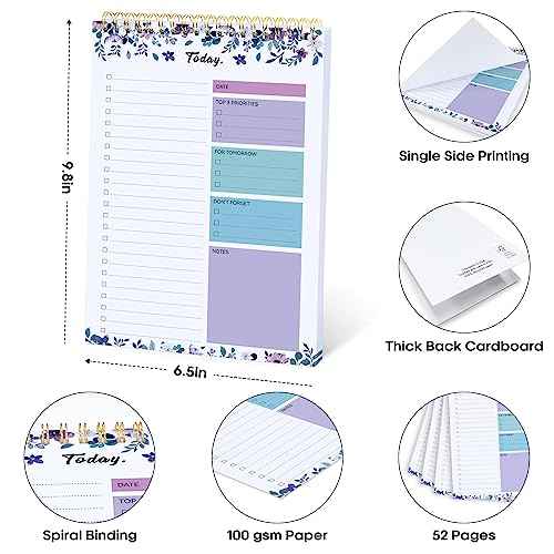 6 Pack of To Do List Pad - To Do List Notebook for Work with 52 Sheets, Undated Daily Planner Perfect for Daily Tasks and Goal Setting, To Do List Notepad for Office, Home and School - Multi