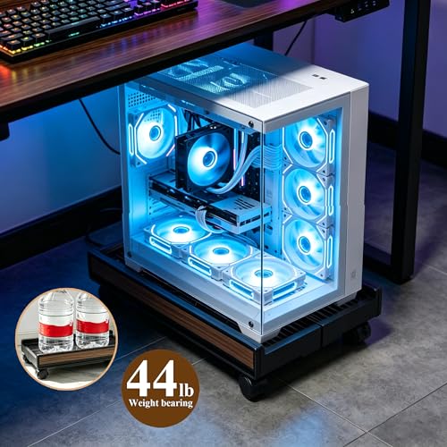 DoonTyxiad Adjustable PC Tower Cart with Wheels - Mobile Desktop Stand for Desktop Towers