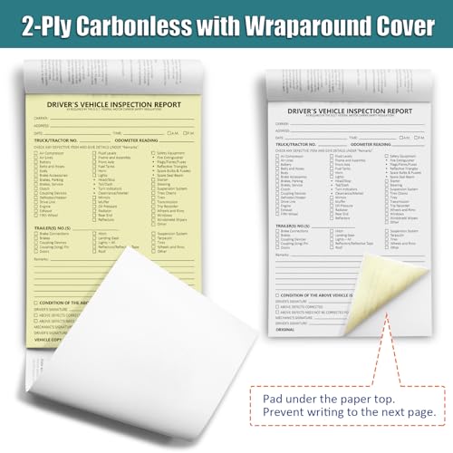 Detailed DVIR Book for Pre Trip Vehicle Inspections - 10-Pack, 350 Forms