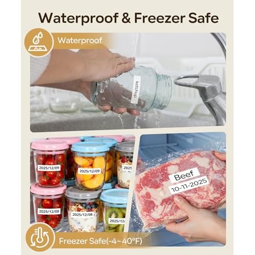 Label Maker Machine with Tapes, Label Maker Waterproof-labels, Rechargeable Bluetooth Labeler, Inkless Labeling Machine with Backlit LCD, M950 Handheld Label Printer for Home Kitchen Food-Labels