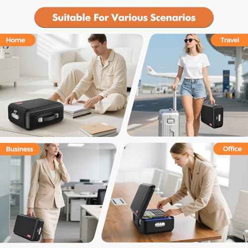 Fireproof Document Box, Hard-Shell Case Fireproof File Organizer with Lock, Fireproof Safe for Home Travel, Fireproof Water Resistant Safe Box for Important Documents, Certificates,Passports