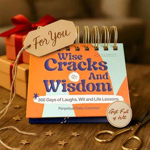 MESMOS Funny Wisdom Perpetual Calendar, 366 Days of Laughs & Life Lessons, Office Desk Accessories & Decor for Women & Men, White Elephant Motivational & Inspirational Gifts, Small Desk Flip Calendar