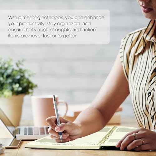 6 Pack of Meeting Notebook for Work Organization - Work Planner Notebook with Action Items, Agenda Planner for Note Taking, 160 Pages (6.9" X 9.9") Project Organizer for Men & Women - Black