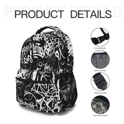Funny Graffiti Art Backpack, Laptop Backpack with Multiple Pockets for Adult Hiking Travel Work 17 Inch