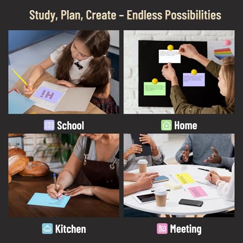 Nichela 3x5 Inch Multi-Color 300 Count Ruled Index Cards for Study Office and Home