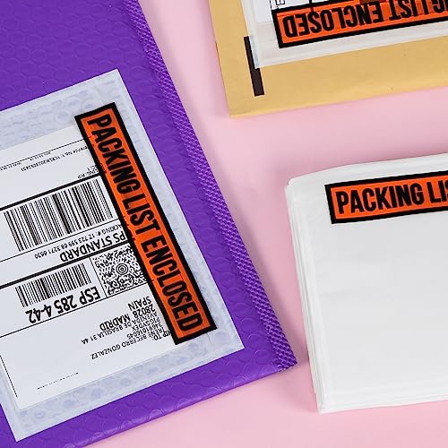 IN SAFE PACK 1000 Self-Adhesive Clear Shipping Envelopes 7.5x5.5 Inches - Waterproof Mailing Pouches with Printing Variation
