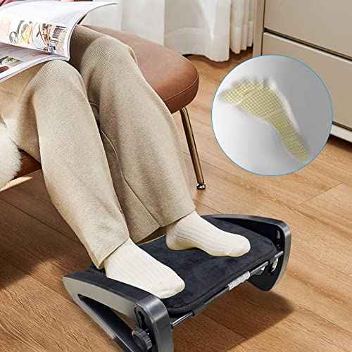 Scalebeard Ergonomic Foot Rest for Under Desk, 6-Heights Adjustable Foot Stool with Removable Cushion and Massage Roller, Office Chair Footrest for Leg Rest