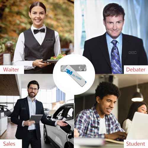 Upgraded Strong Name Tags/ID Badge Magnets, 10 Pack Magnetic Name Badge Holders with Steel Back Plate, Fastener with Adhesive on Front Plate, High Strength Neodymium Magnets ID Holder