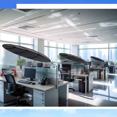 Juexica Large Adjustable Office Cubicle and Desk Shade,51'' Portable Cubicle Light Shade with Clamp Foldable Rotatable Canopy Blocks Light or Disturbance for Working Accessories(Blue Sky)