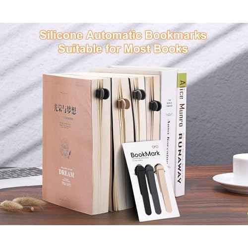 3Pcs Automatic Bookmark, Silicone Smart Book Marks for Reading Women, Men, Kids,Cute Unique Book Markers Bookmark Clip Reading Accessories Gifts for Book Lovers (1 Dark Grey+1 Light Grey+1 Beige)