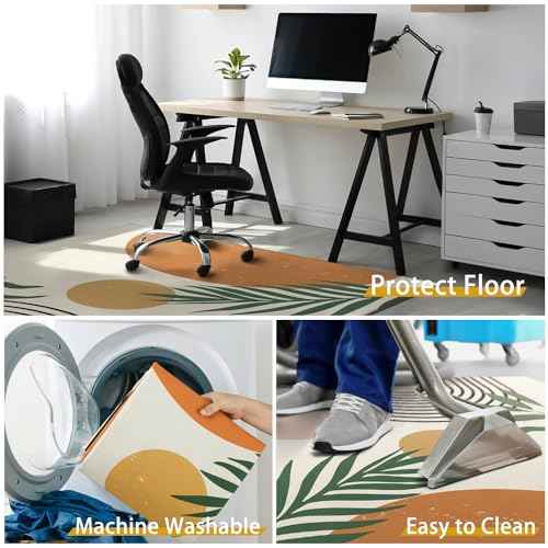 Office Chair Mat for Hardwood & Tile Floor,Boho Abstract Leaves 48"x36" Low-Pile Computer Chair Mat for Rolling Chairs Carpet, Under Desk Non Slip Gaming Rug,Rubber Backing Large Protector Mat