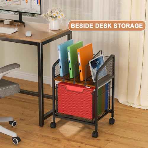 Rolling File Cabinet with Adjustable Dividers, Mobile Filing Cabinet with Storage Drawer on Lockable Wheels, Hanging File Organizer Beside Under Desk for Office, Home£¨Patent Pending£©
