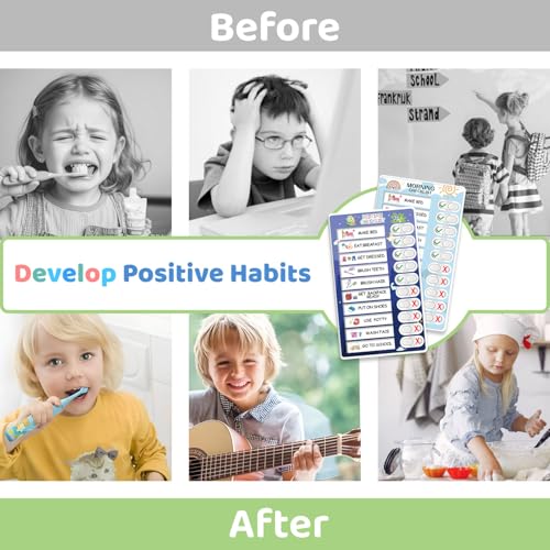 CustomMaster Dinosaur Magnetic Bedtime Routine Chart for Kids, Visual Schedule Board