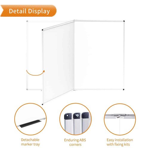 VIZ-PRO Large Dry Erase White Board/Magnetic Foldable Whiteboard, 60 X 36 Inches, Silver Aluminium Frame, with 12-Count Markers