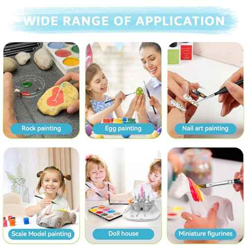 8-Piece Miniature Detail Paint Brushes Set - Precision Round, Filbert & Angular Brushes for Miniature, Model Painting, Watercolor & Figurines - Fine Tip Artist Brush Kit with Ergonomic Handle (Black)