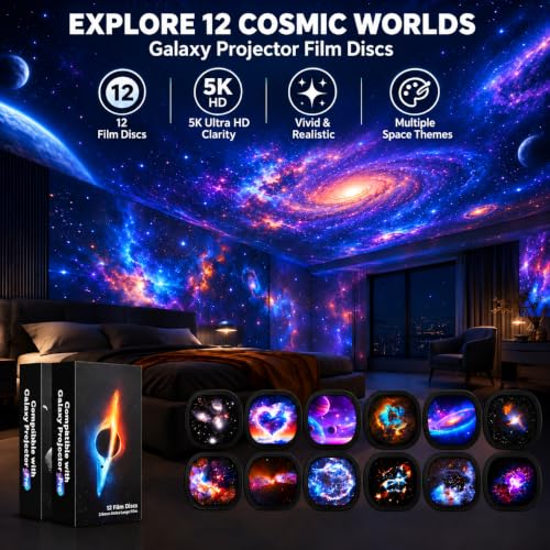 YunLone Galaxy Projector Disc Set with 12 HD Film Slides for Pro Models